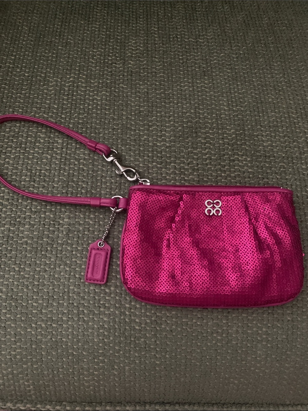 Coach Fuchsia Pink Sequined Wristlet